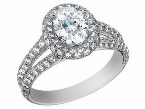 Chiếc nhẫn bạch kim xinh đẹp này đã được phủ bởi một viên kim cương hình bầu dục cỡ lớn và rất nhiều viên kim cương không màu nhỏ viền quanh nó. Giá của nó là khoảng 4,2 triệu USD.